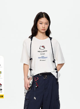 【阚清子同款】REVAN芮范拼豆HelloKitty钩织帽白色T恤RK71001083