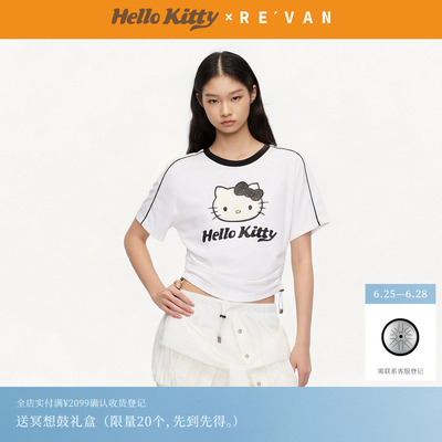 【双生系列】REVAN芮范变色HelloKitty抽绳白色短袖T恤RK31001050