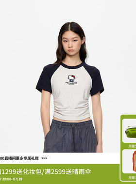 【阚清子同款】REVAN芮范拼豆HelloKitty拼色抽褶T恤RK71001079