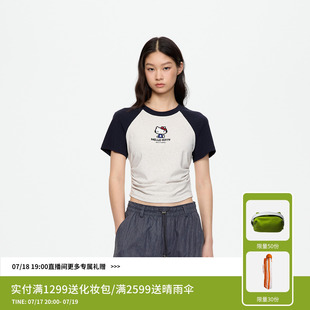【阚清子同款】REVAN芮范拼豆HelloKitty拼色抽褶T恤RK71001079