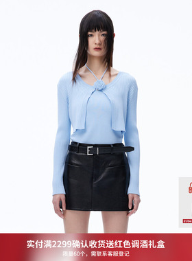 REVAN芮范设计师款芭蕾风蓝色真两件毛衫RN70601125