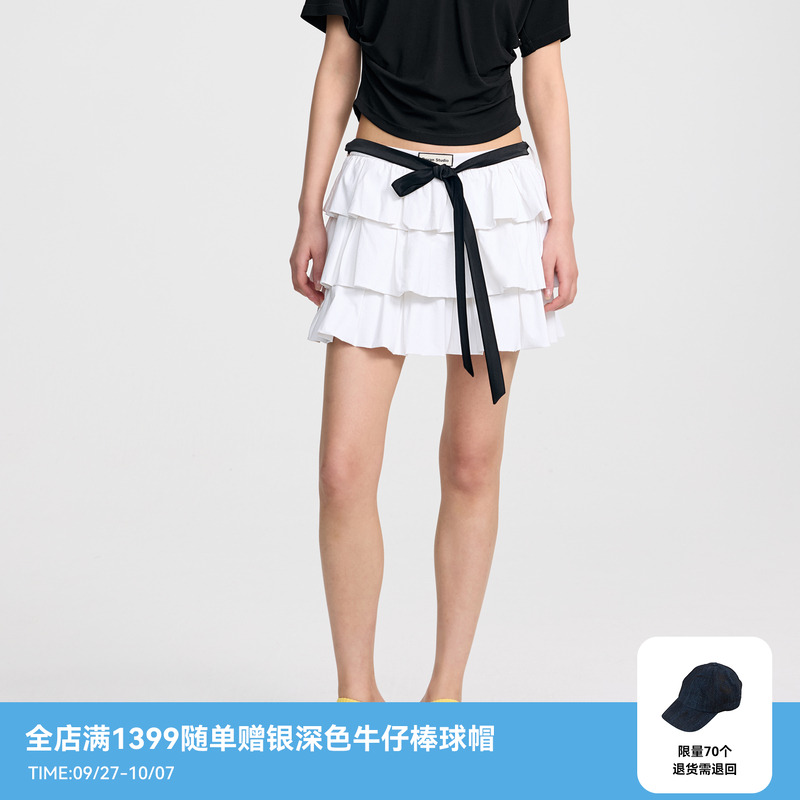 REVAN芮范2025夏季新品设计师款甜美可爱花苞蛋糕裙RL31501022