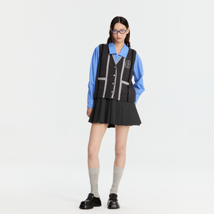 REVAN芮范设计师款 学院风条纹拼接连衣裙RM91101144