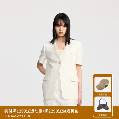 REVAN芮范设计师款摩登欧根纱拼接西装RL32601044