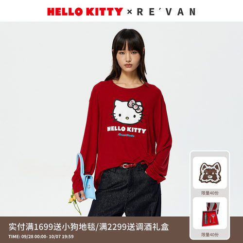 【马上红系列】REVAN芮范HelloKitty魔术贴蝴蝶结T恤RK11001476