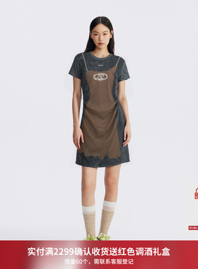 REVAN芮范设计师款闺房风吊带印花沙丘裙RM71101131