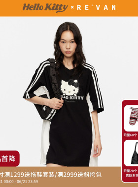 【双生系列】REVAN芮范黑皮变色HelloKitty黑T连衣裙RK31101310