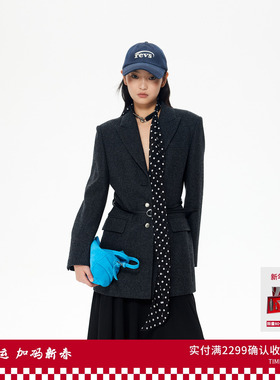 REVAN芮范设计师款波点丝巾毛呢连衣裙RL91101131