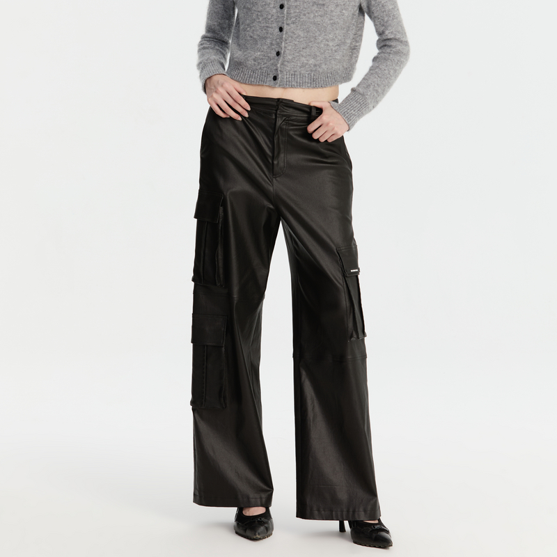 REVAN芮范新品设计师款前卫质感人造丝工装裤RM91301005