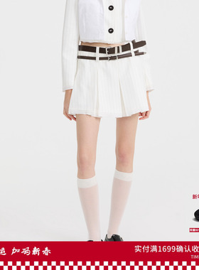 REVAN芮范设计师款质感条纹西装百褶短裙RL11501219