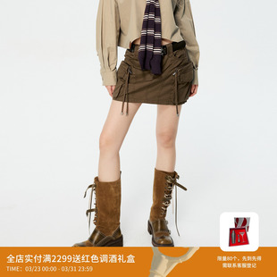 REVAN芮范设计师款 多口袋棕咖短裙RK11501265 赛博工装