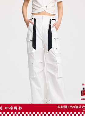 【吴磊同款】REVAN芮范设计师款清新感腰链白色长裤RL31301039