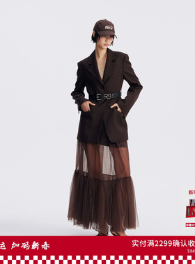 REVAN芮范设计师款质感咖色西装连衣裙RL71101479