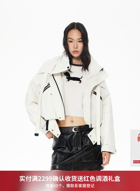 REVAN芮范设计师款机能风米白连帽羽绒服RL90501150