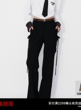 REVAN芮范设计师款工装风蝴蝶结口袋长裤RM71301084