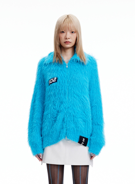 REVAN芮范设计师款复古仿貂毛毛衣长开衫RN90107241