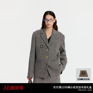 REVAN芮范设计师款优雅利落宽肩西装外套RM90101197