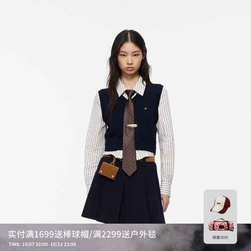 REVAN芮范设计师款学院风假两件翻领长袖衬衫RK90901114