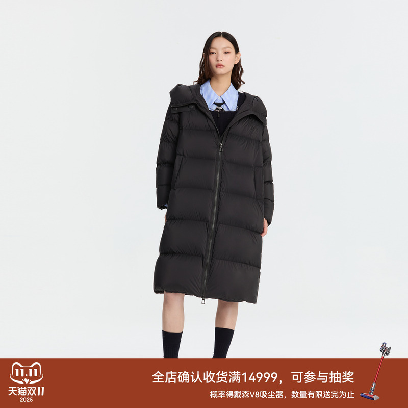 REVAN芮范新品设计师款质感连帽长款羽绒服RM90503234