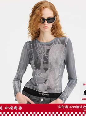 REVAN芮范设计师款古典美学印花打底衫T恤RL10801044