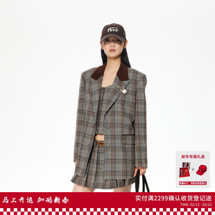 REVAN芮范设计师款经典千鸟格西装外套RL92601157