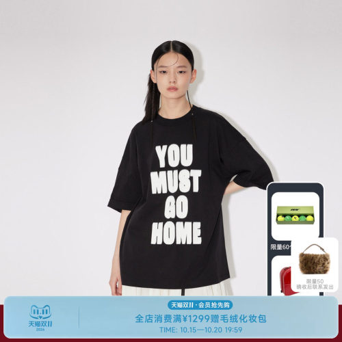 REVAN芮范设计师款发疯合理黑色宽松T恤RM31001047