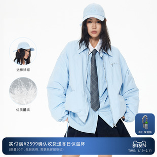 REVAN芮范清新蓝色棒球帽鹅绒羽绒服RL90501518