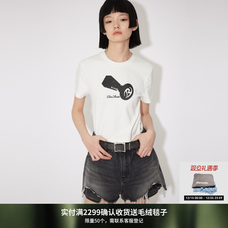 REVAN芮范设计师款玩趣R字印章剪影T恤RM31001034