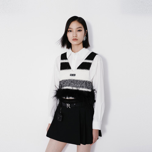 REVAN芮范设计师款条纹马甲真两件衬衣RM70901027