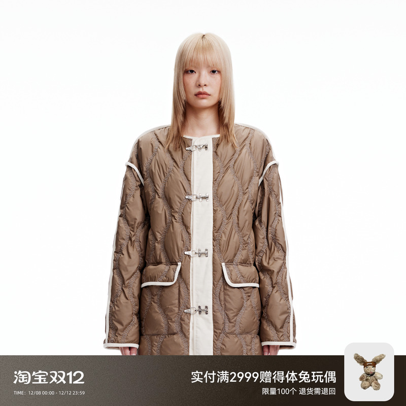 revan绗缝薄款羽绒服复古风