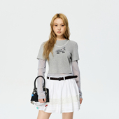 REVAN芮范设计师款 小马珍珠项链印花假两件T恤RK11001181