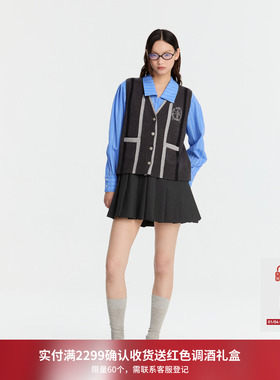 REVAN芮范设计师款学院风条纹拼接连衣裙RM91101144