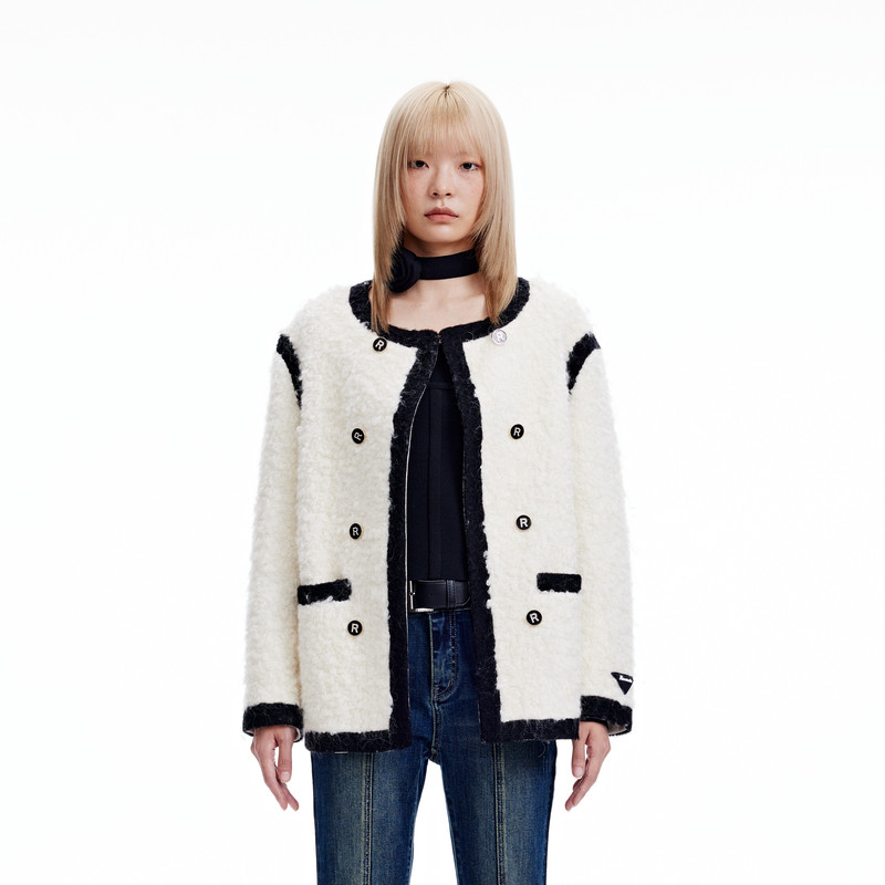 REVAN芮范设计师款甜酷撞色玫瑰星球外套RN90110247