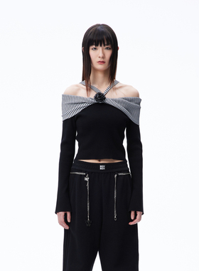 REVAN芮范设计师款甜酷辣妹风挂脖毛衫RN70601130