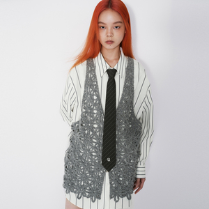 REVAN芮范设计师款钩花编织衬衫连衣裙RM71101153