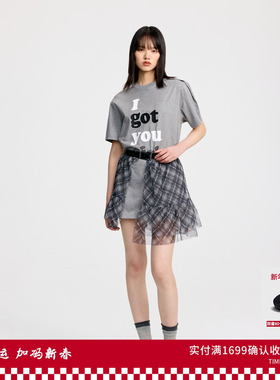 REVAN芮范设计师款灵动感格纹纱裙连衣裙RL31101256