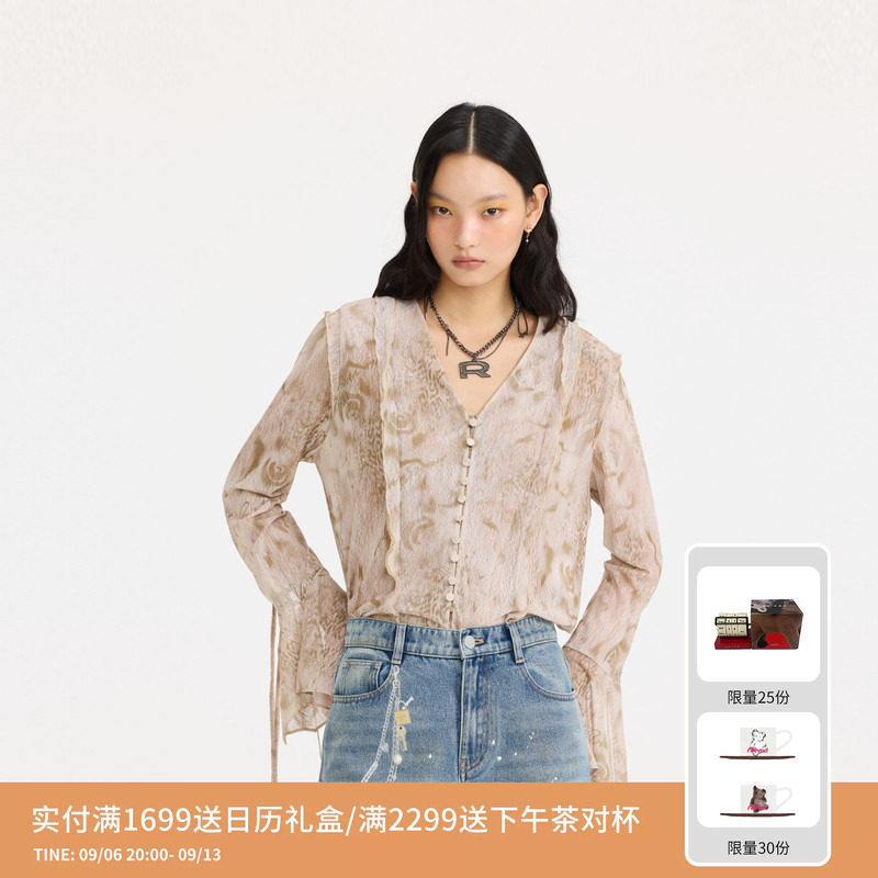 REVAN芮范设计师款蛇与玫瑰印花衬衫RL10902037图片