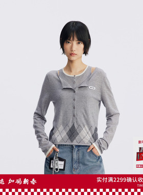 REVAN芮范设计师款菱格绣花假两件毛衫RL70601101