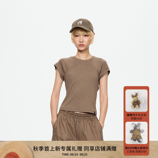 REVAN芮范设计师款慵懒随性细碎烫钻短款圆领T恤RK71001402