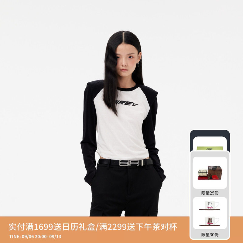 REVAN芮范设计师款简约休闲撞色插肩袖T恤RM11001004图片