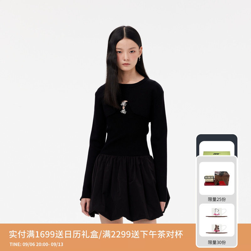 REVAN芮范设计师款复古高级感毛衣连衣裙RM11103121图片