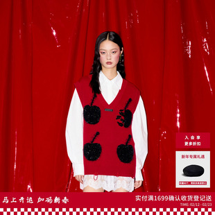 REVAN芮范樱桃系列两件套针织马甲连衣裙RM91101314