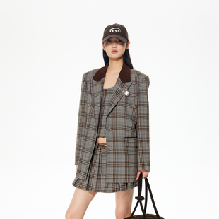 REVAN芮范设计师款经典千鸟格西装外套RL92601157