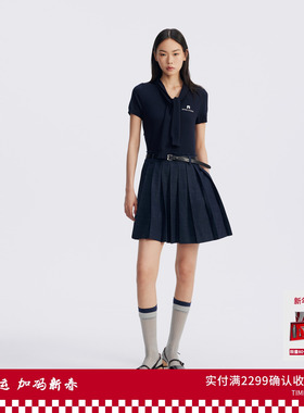 REVAN芮范设计师款针梭织相拼百褶连衣裙RL71101219