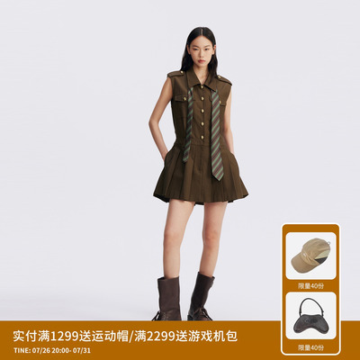 REVAN芮范设计师款经典工装百褶连衣裙RL71101081