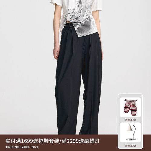 REVAN芮范设计师款酷感斜腰门襟西装裤RL31301120