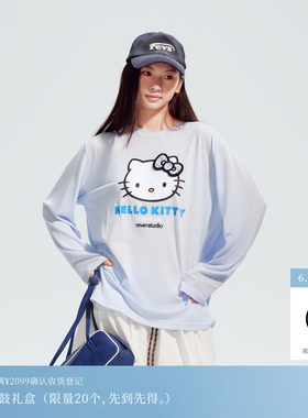 REVAN芮范HelloKitty蝴蝶结浅蓝长袖T恤RL91001593