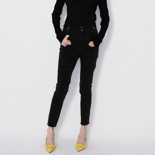 REVAN芮范设计师款 RM71302064 百搭黑灰牛仔小脚裤