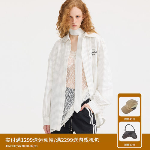 REVAN芮范设计师款真两件条纹蕾丝衬衫RL10902040