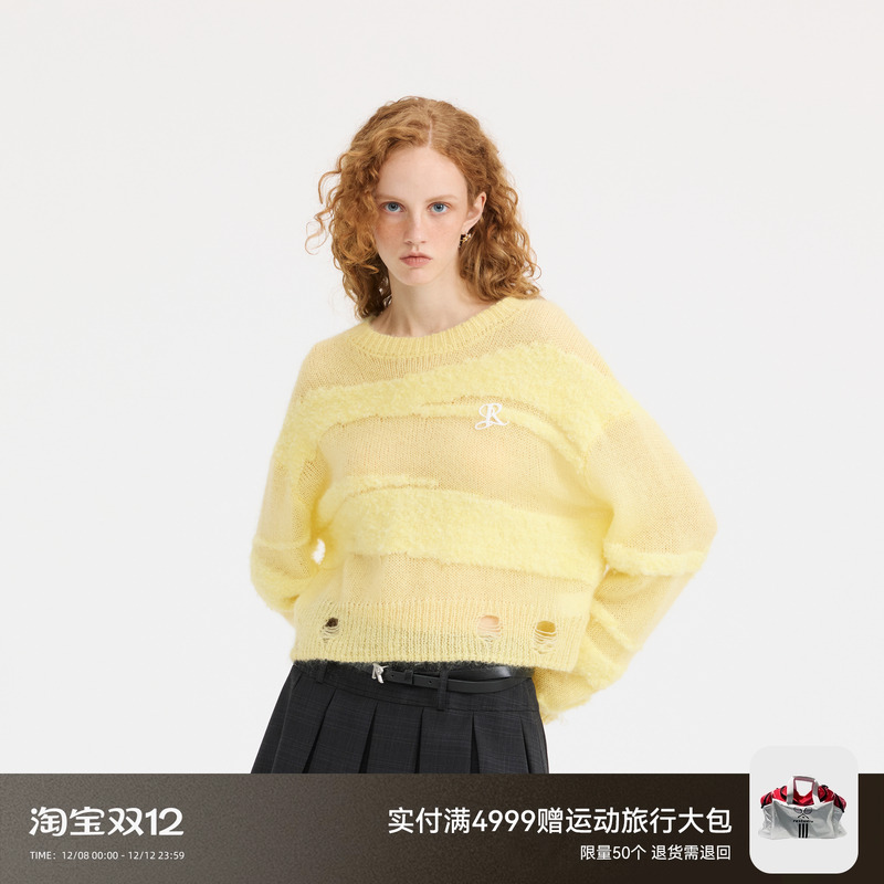 REVAN芮范设计师款时髦感鹅黄色毛衫RL10601128